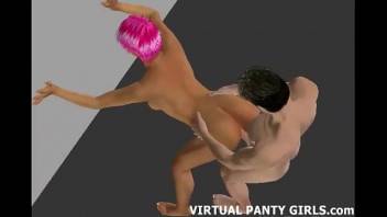 3D virtual stripper in tight white panties